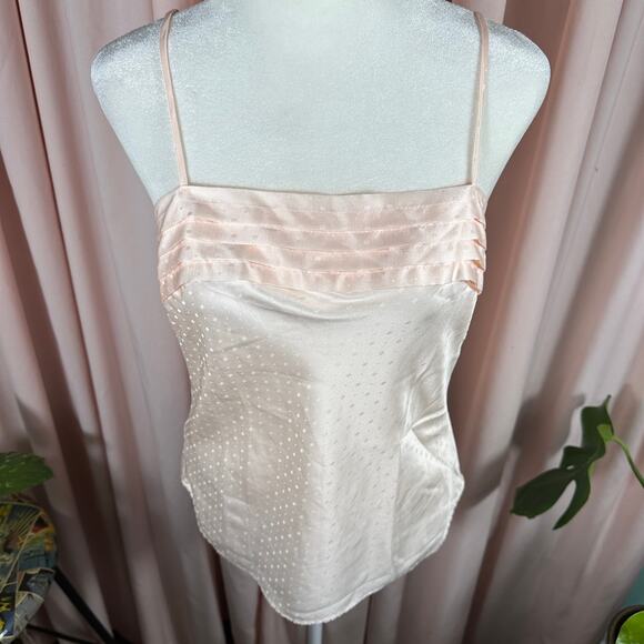 Vintage Indulgence Peach Satin Dot Cami Size 34 USA Made 90s Y2K Lingerie Top - Picture 2 of 12